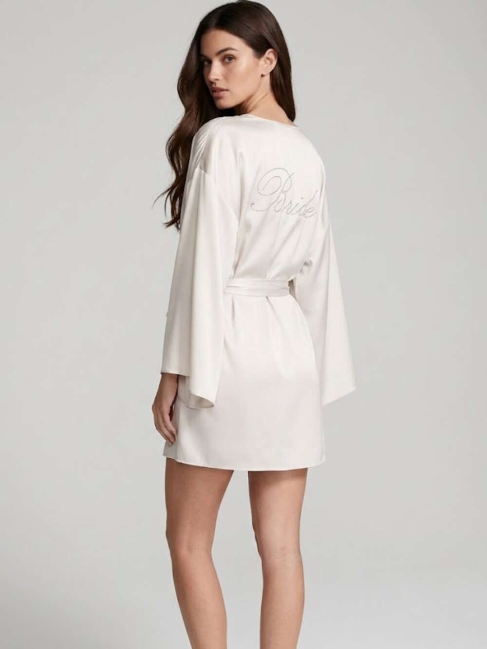Victoria's Secret Bride Embellished White Satin Short Robe XS/S NWT